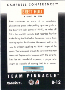1991-92 Team Pinnacle B-16 Brett Hull (back)